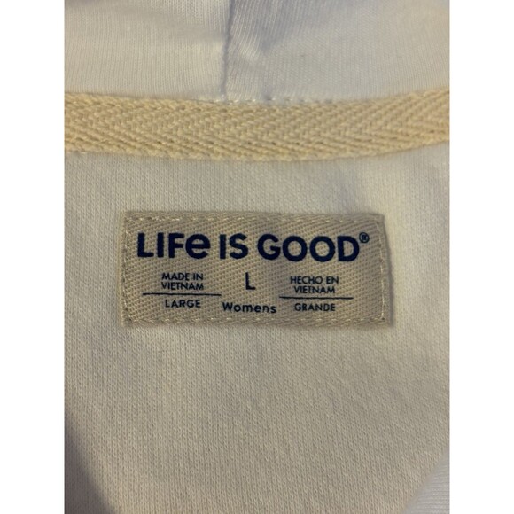 LIFE IS GOOD Women Cloud White Rainbow Heart Hoodie Large Sweatshirt Pullover - Picture 2 of 10